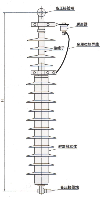 线路型悬挂式避雷器脱离器安装方式